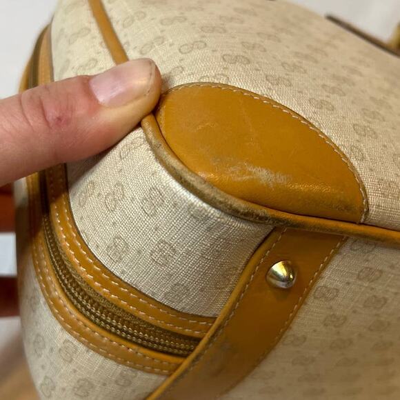 Vintage Gucci Bone Waxed Canvas Insignia Handbag with serial number! - Picture 5 of 15